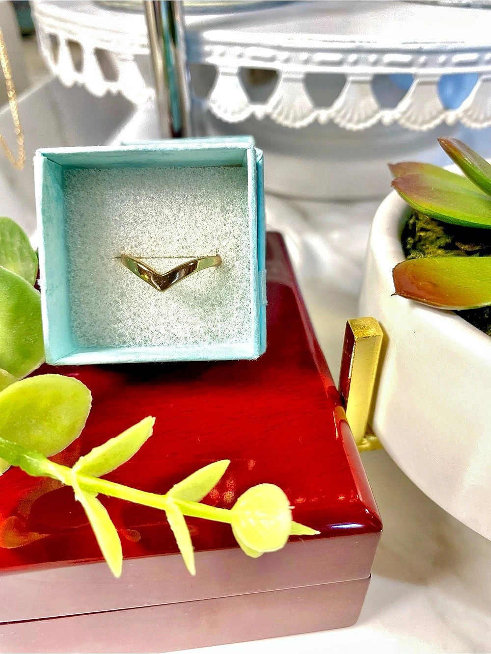 NIB Gold-Tone Ring With Edgy Point